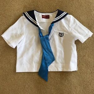 Japanese Schoolgirl Sailor Style Top, Size Small